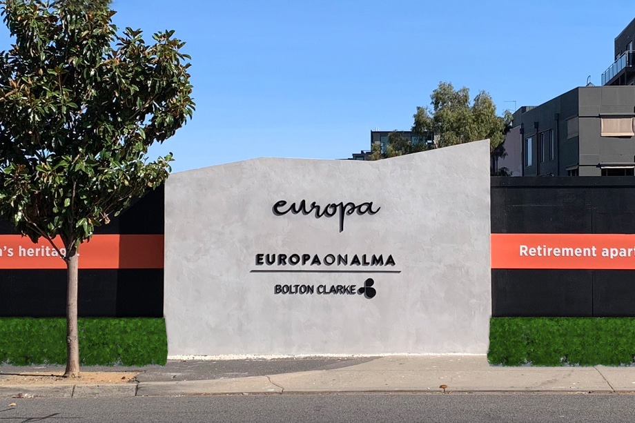 Europa on Alma - hoarding signage