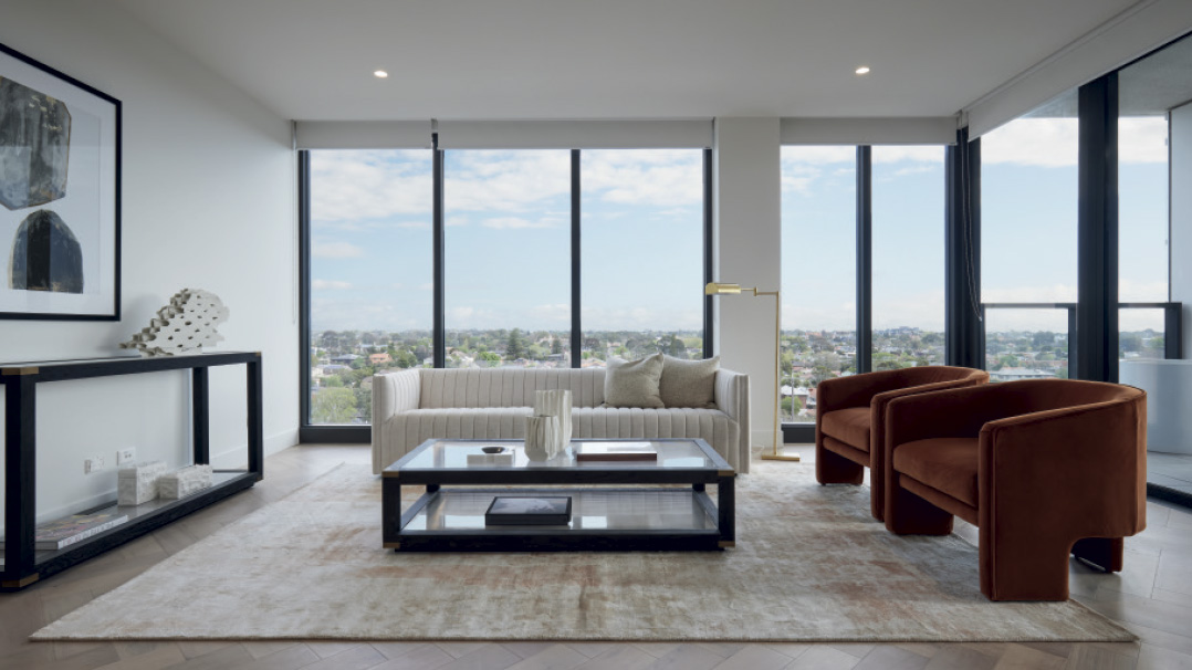 One Fell Swoop - Case Study - Hyson apartment living room with views